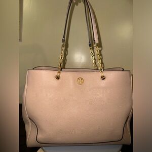 Light pink or light oak Tory Burch Marsden Pebbled Leather Tote